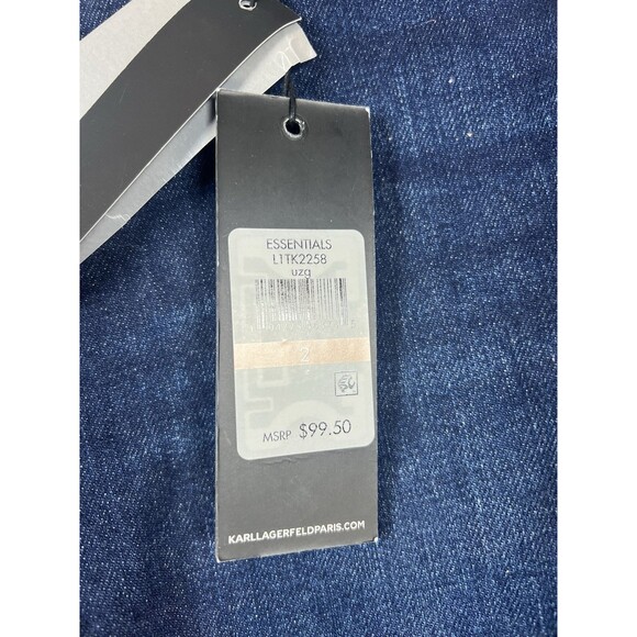 NWT Karl Lagerfeld Women Straight Leg Logo Black Tape Blue Jeans Size 2  $99.50 - Picture 3 of 9